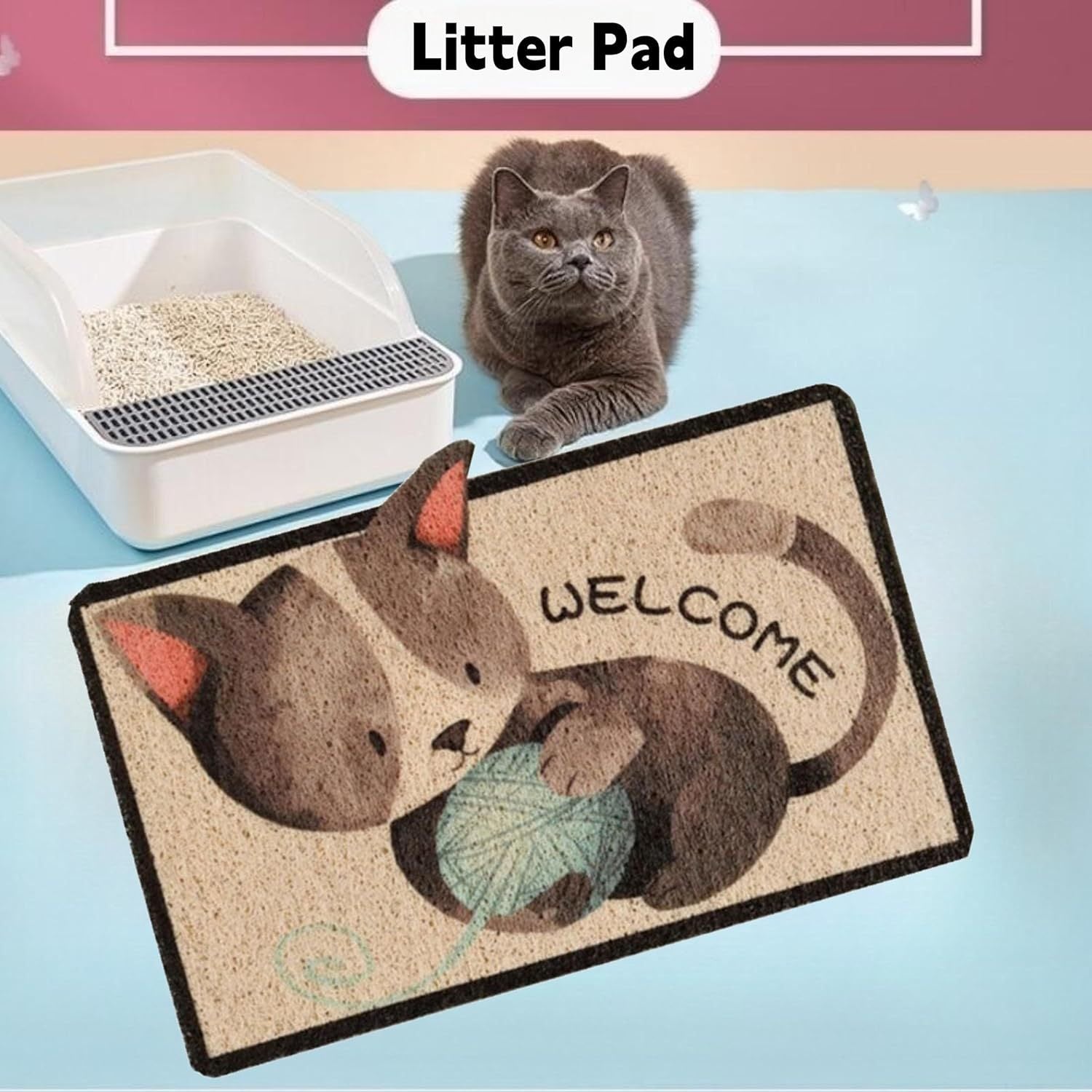 Coil Loop Cat Litter Trapping Mat, Washable Polyester Fibre