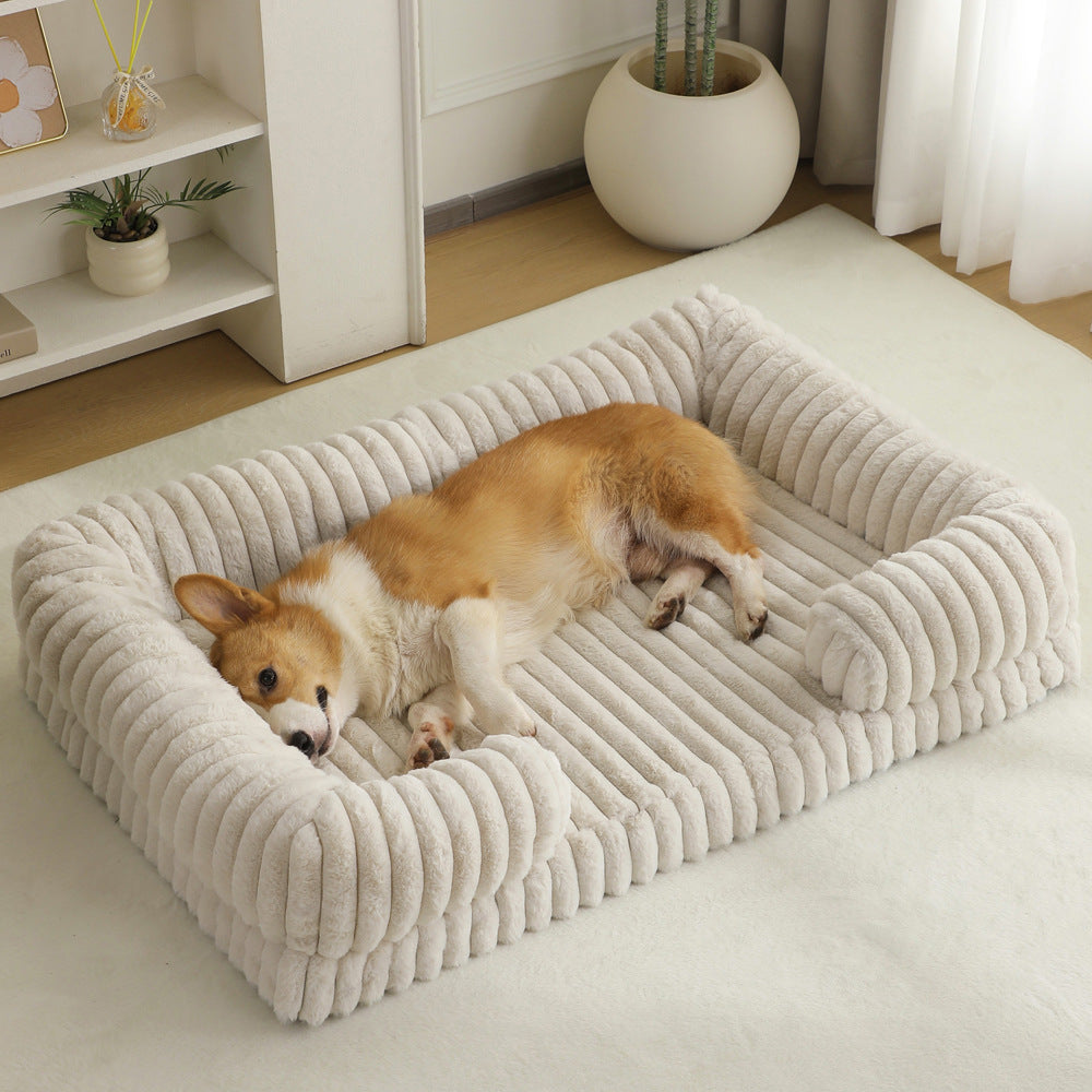 Dark grey washable winter dog bed with inner cushion