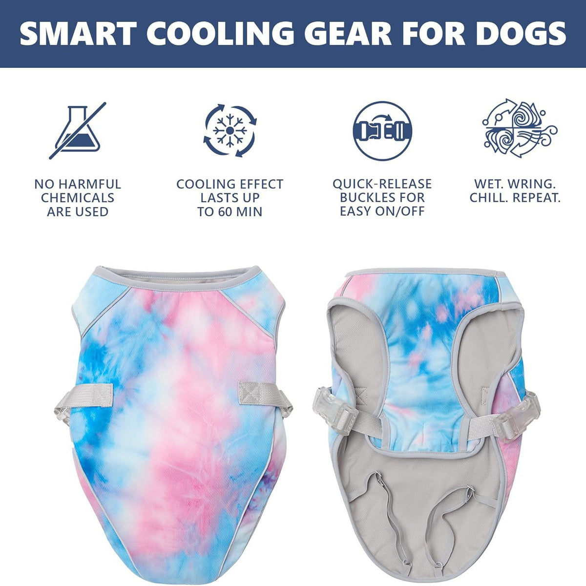 Lightweight tie-dye summer dog vest in polyester, product image 5