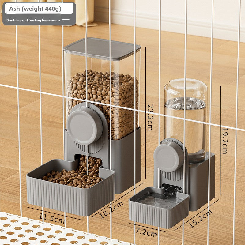 Hanging gravity pet feeder and water dispenser for cages in two tone colours, view 16
