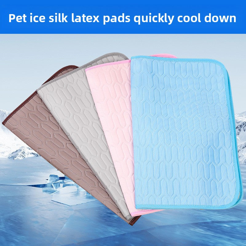 Cooling Ice Silk Mat for Cats, Non-Slip Summer Pad with Latex Layer