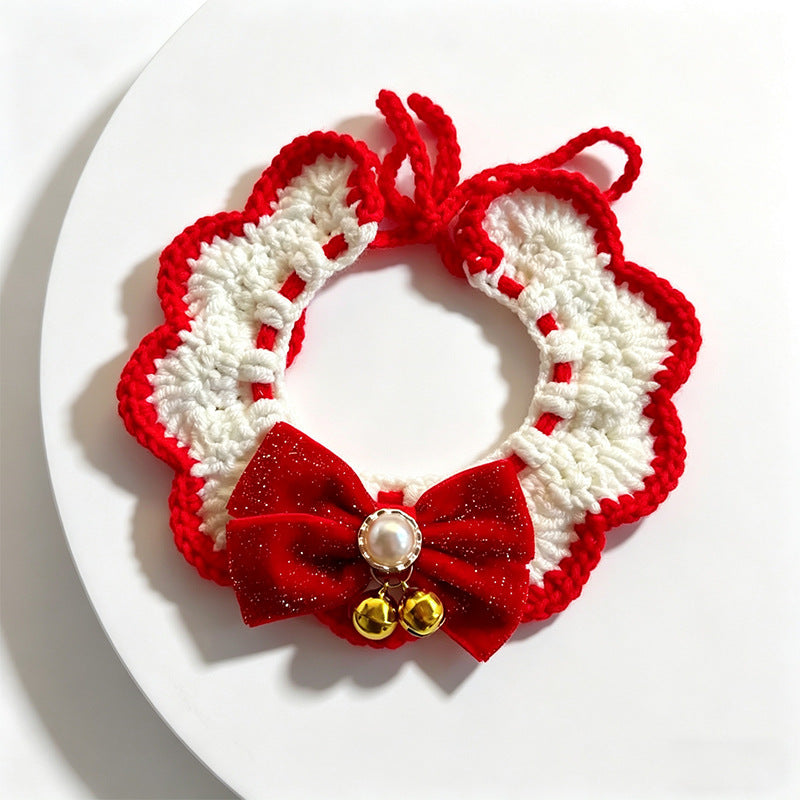 Hand knitted Christmas and floral pet scarf for dogs and cats, image 24