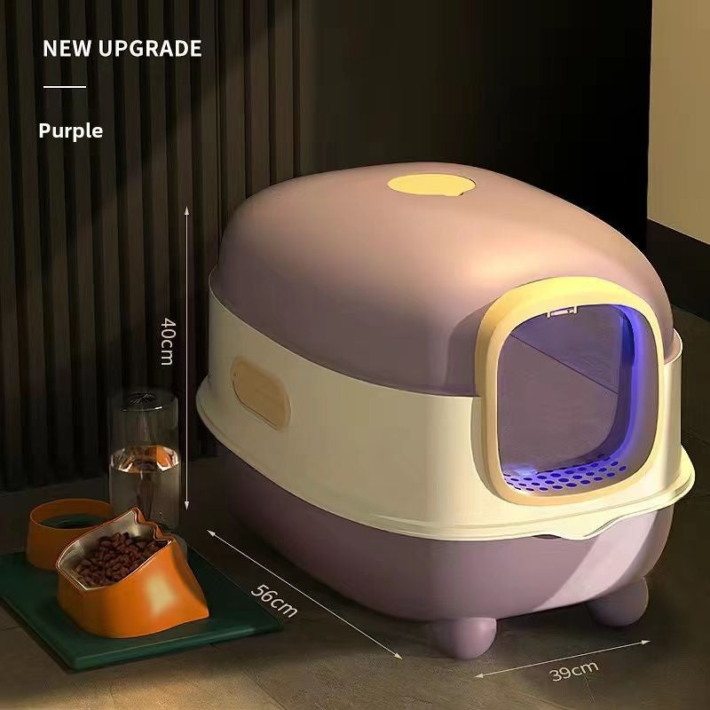 Enclosed Cat Litter Box with Scoop and UV Germicidal Lamp Option