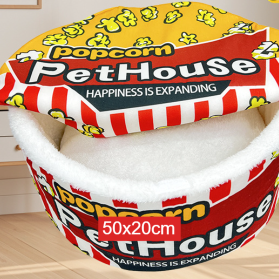 Novelty popcorn box shaped plush cat bed, product image 5