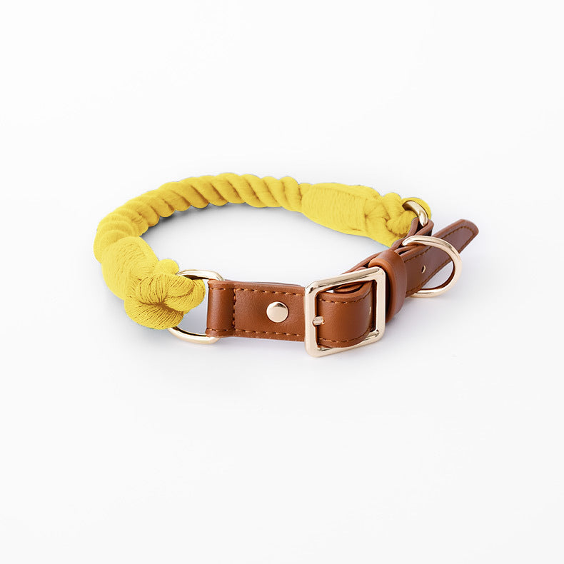 Braided cotton rope dog lead or collar, 5 sizes available