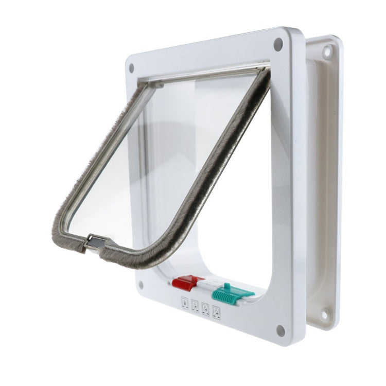 White lockable cat flap with 4-way locking dial