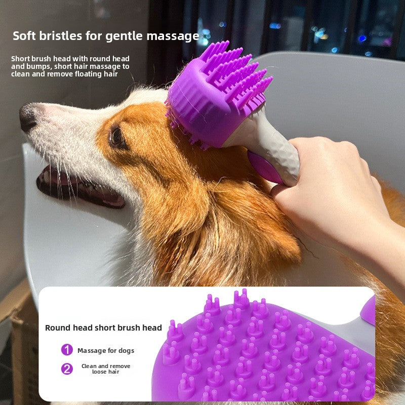 Silicone Pet Bath Brush with Shampoo Dispenser for Massage