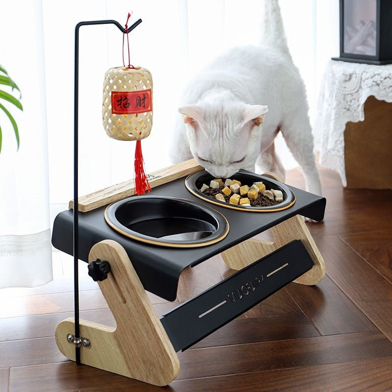 Adjustable Height Ceramic Pet Feeding Bowl with Metal Stand for Cats and Dogs