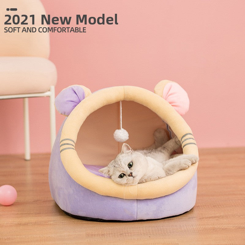Cute animal themed cat nest with mouse ears, product image 20