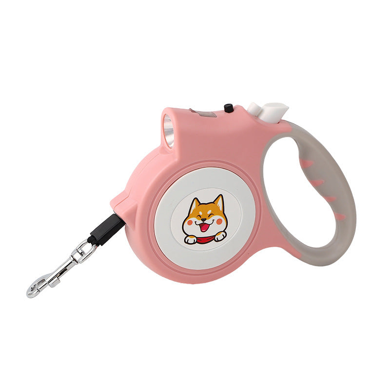 5m retractable dog lead with LED light, close-up detail view