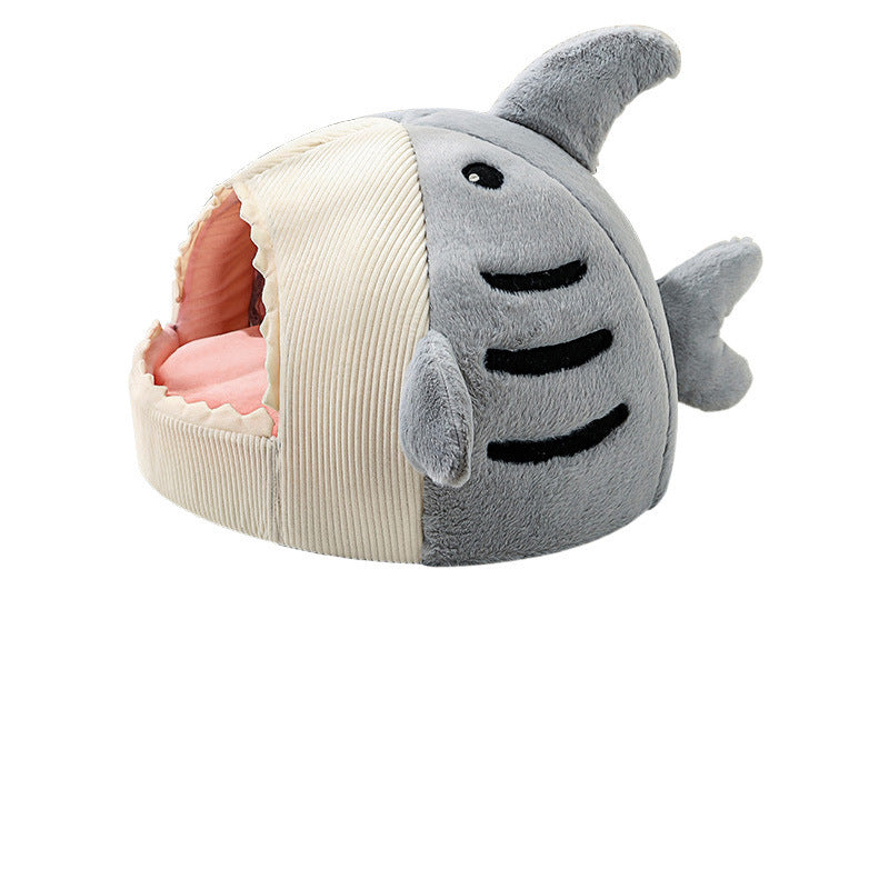 Shark pet bed with removable washable cover for small dogs