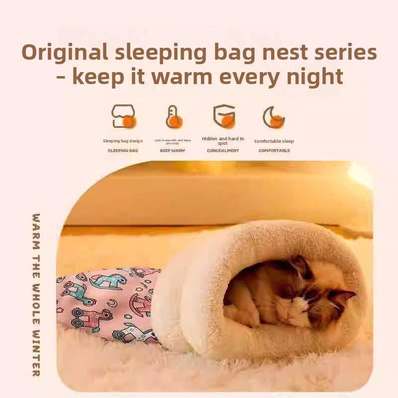 Plush enclosed tunnel cat bed with soft lambswool lining, product image 4