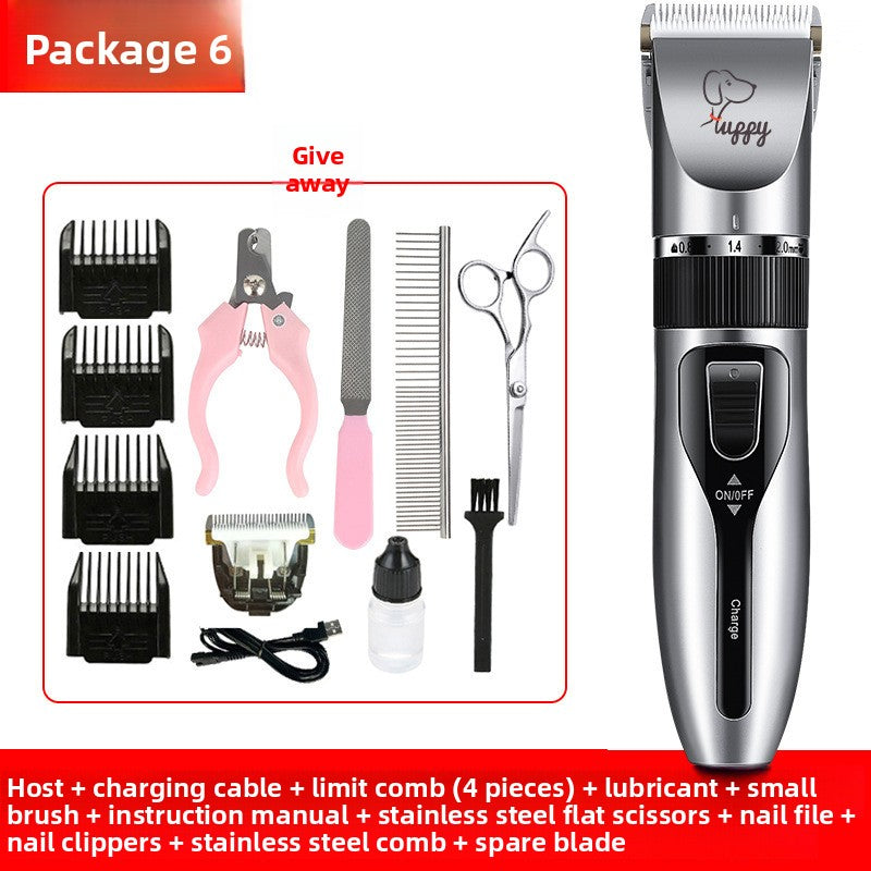 USB Rechargeable Pet Hair Clipper with Ceramic Blade and 4 Combs