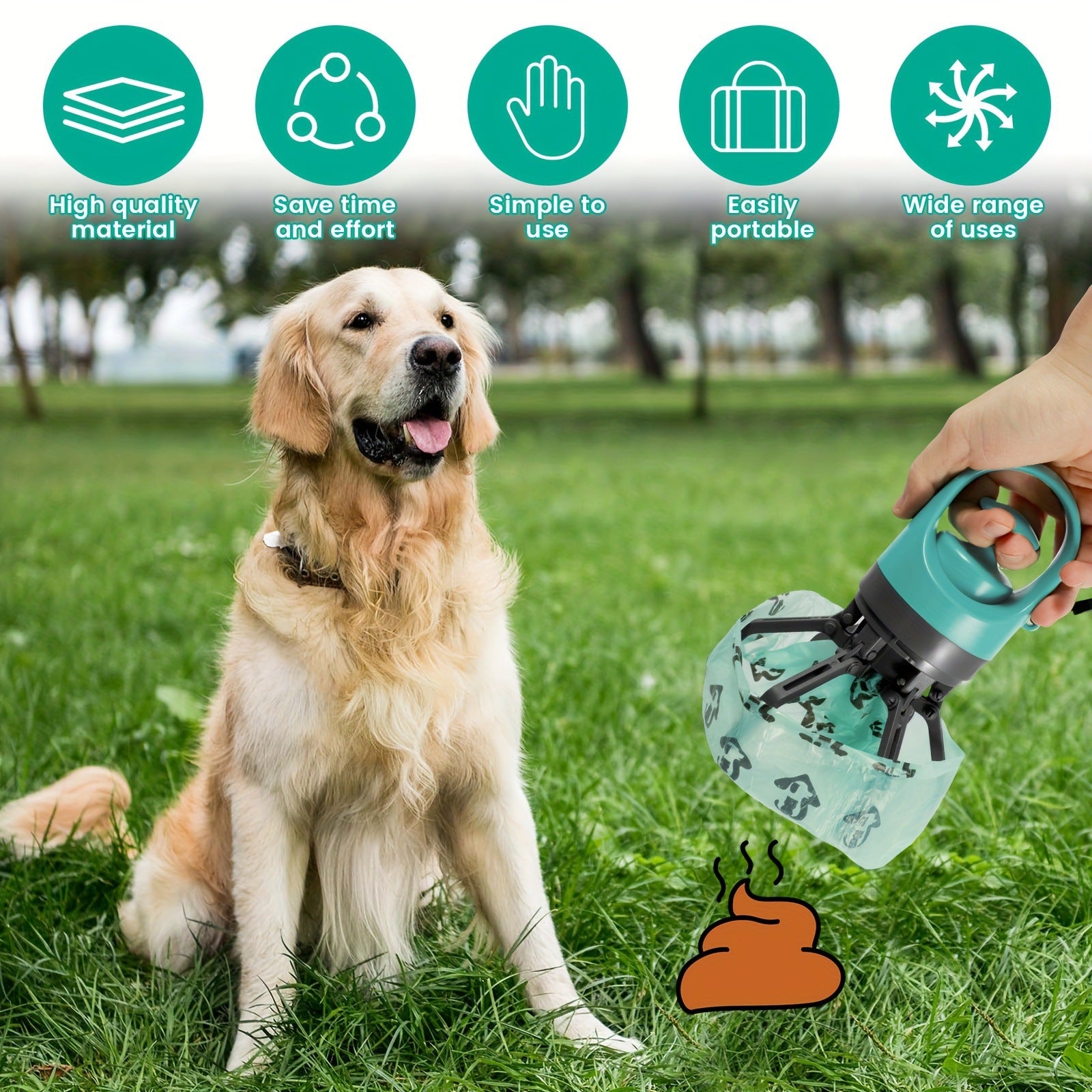Six-Claw Dog Poop Scooper, Portable Hygienic Waste Picker