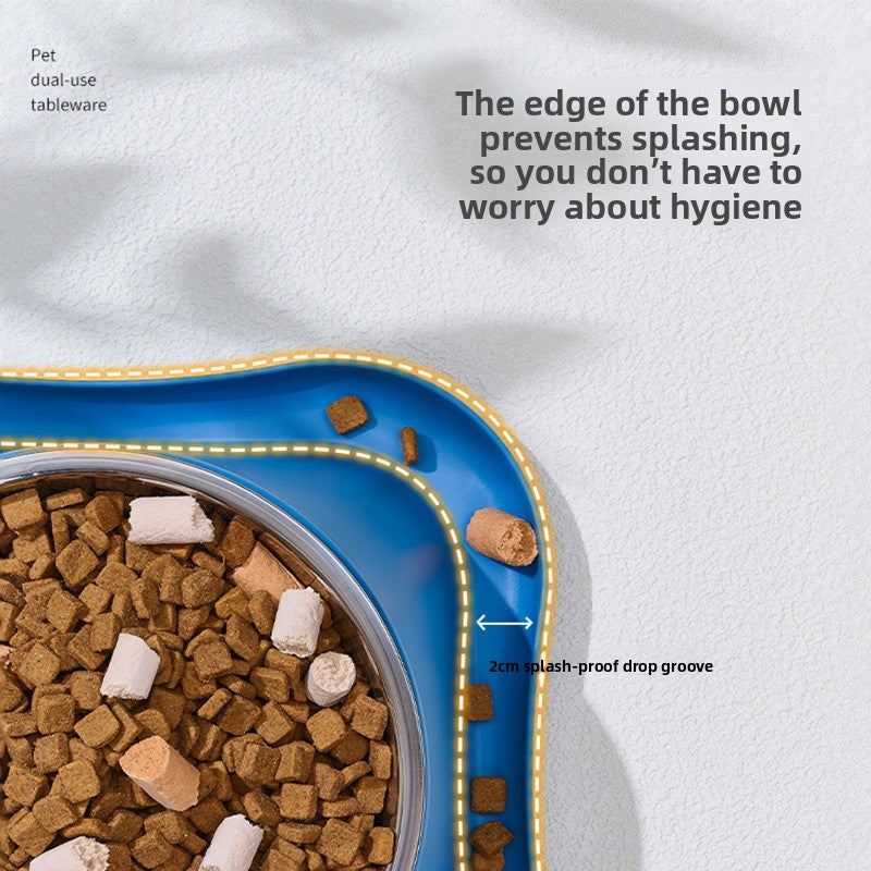 Anti-Spill Pet Food Bowl with Stainless Steel Insert