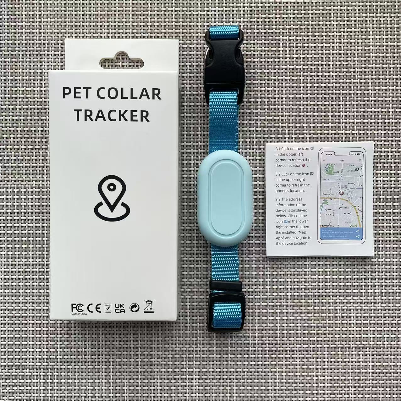 Bluetooth pet tracker tag for cats and dogs in Black Standard Version, close-up detail