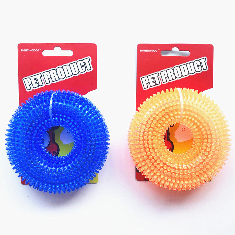 Squeaky tyre shaped TPR dog chew toy in several colours, view 4
