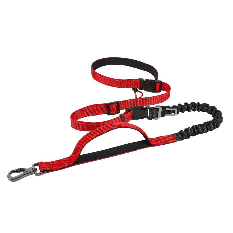 Adjustable hands-free dog lead with reflective stitching, ideal for everyday use