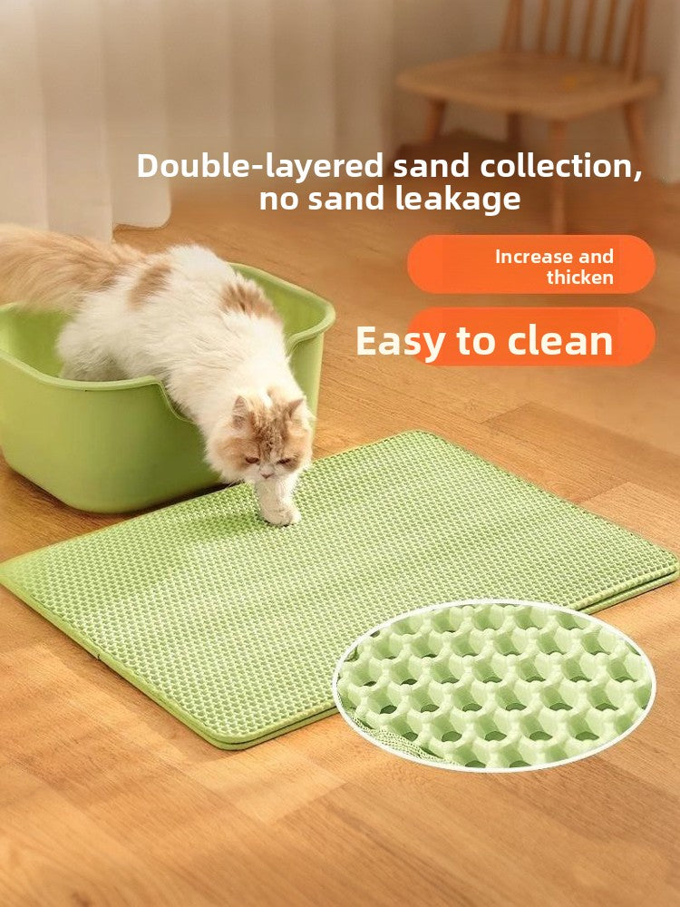 Waterproof Double Layer Cat Litter Mat with Anti-Slip Base