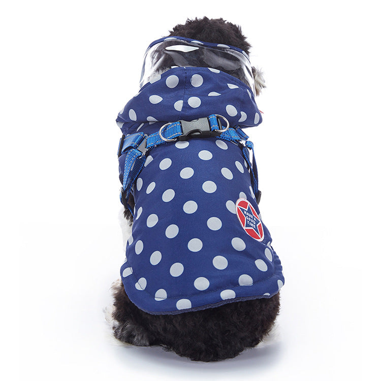 Reflective waterproof dog coat with lamb fleece lining in Black Style A, side view