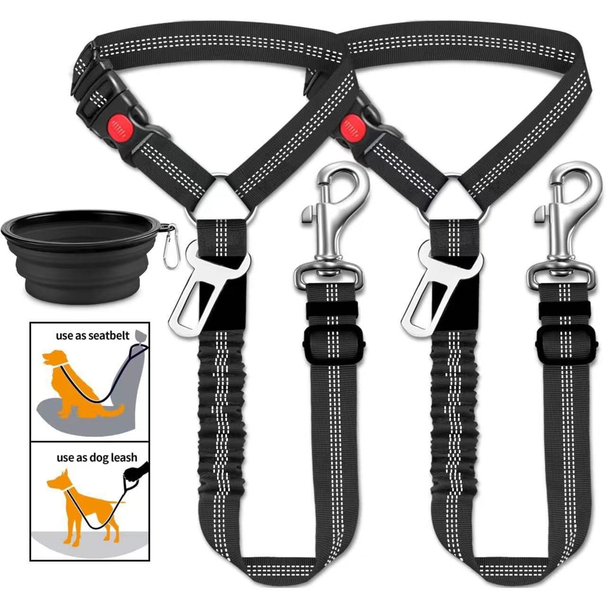 Shock-absorbing bungee lead for large dogs, close-up detail view