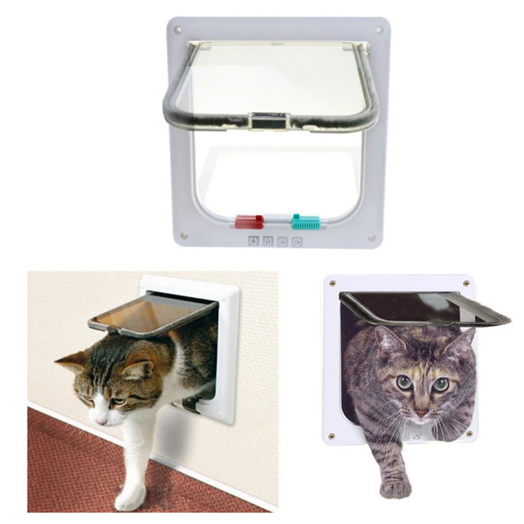 White lockable cat flap with 4-way locking dial, photo 3