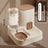 Cat Double Bowl Set with Water Dispenser, Ceramic or Steel