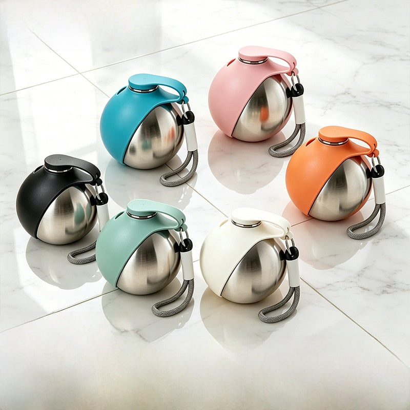 Foldable Stainless Steel Pet Travel Bowl with Hanging Hook