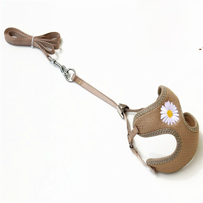 Embroidered mesh pet harness and lead set, ideal for everyday use