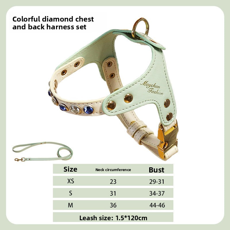 PU leather small dog harness and lead set in 4 colour options