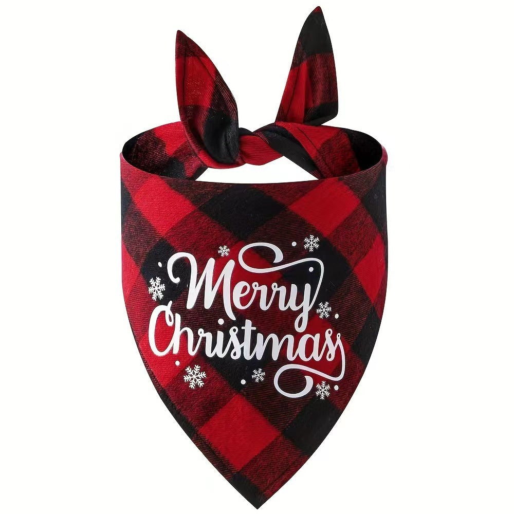 Christmas printed pet bandana for dogs and cats in Red Christmas Hat, front view