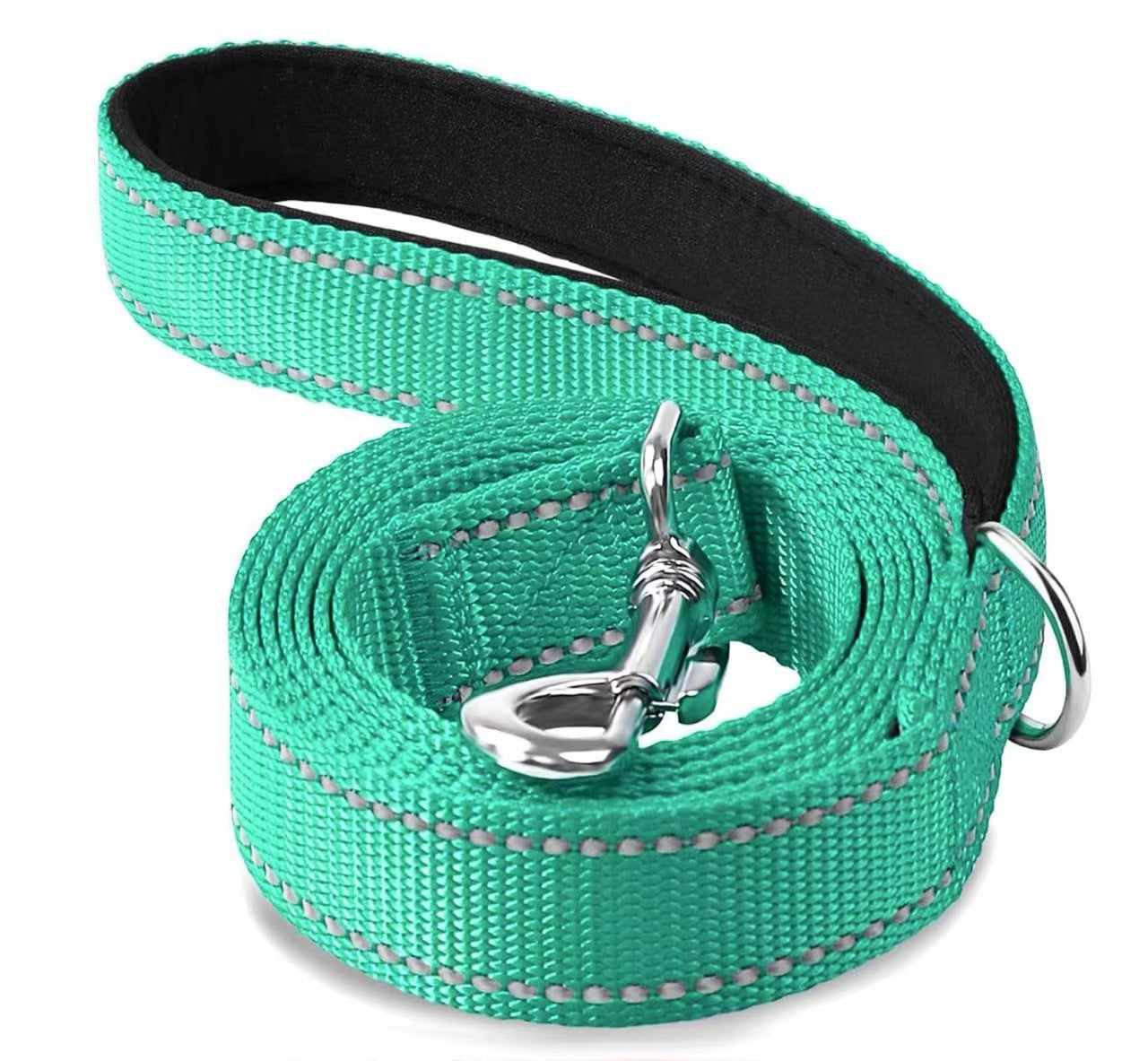 Double-sided reflective nylon dog lead in 4 colour options