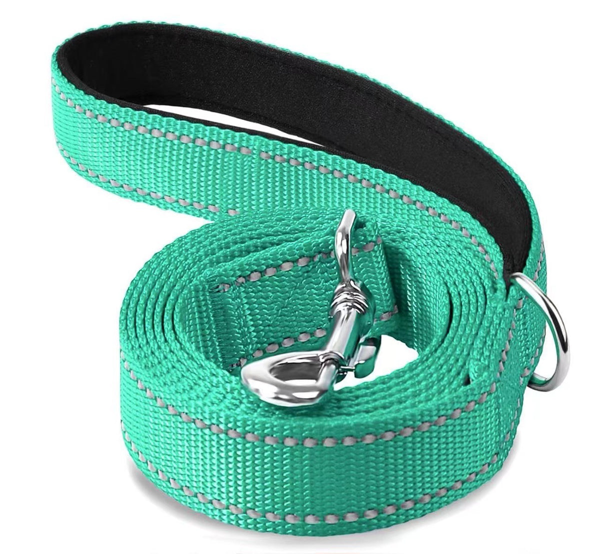 Double-sided reflective nylon dog lead in 4 colour options