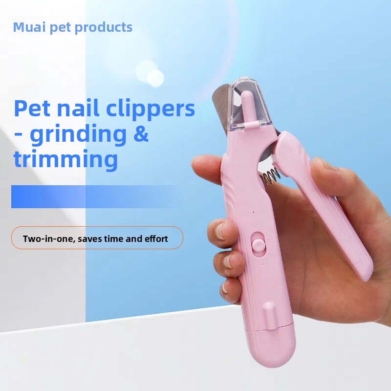 2-in-1 LED Pet Nail Clipper and Grinder, Stainless Blades