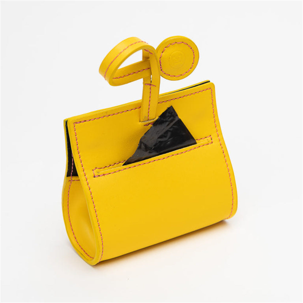 Round faux leather poo bag dispenser with clip, product image 3
