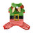 Christmas elf dog costume in soft flannel in Red, close-up detail