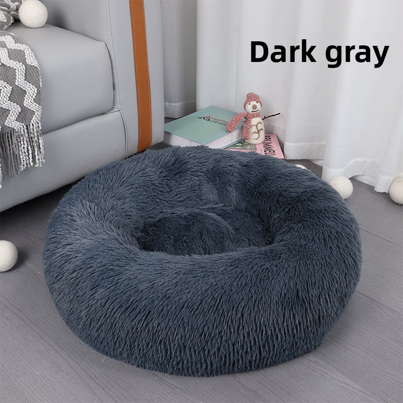 Round donut plush bed for cats and dogs, photo 21 of 43