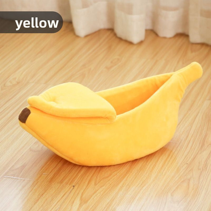 Banana shaped cat bed with soft blanket, product image 16