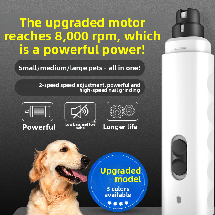 High Power Rechargeable Pet Nail Grinder with Protective Cover
