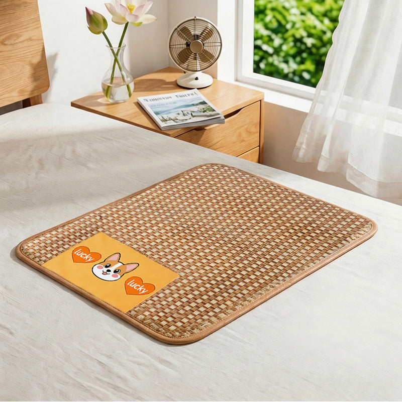 Rattan cooling mat with cute pattern for cats and small dogs, photo 100