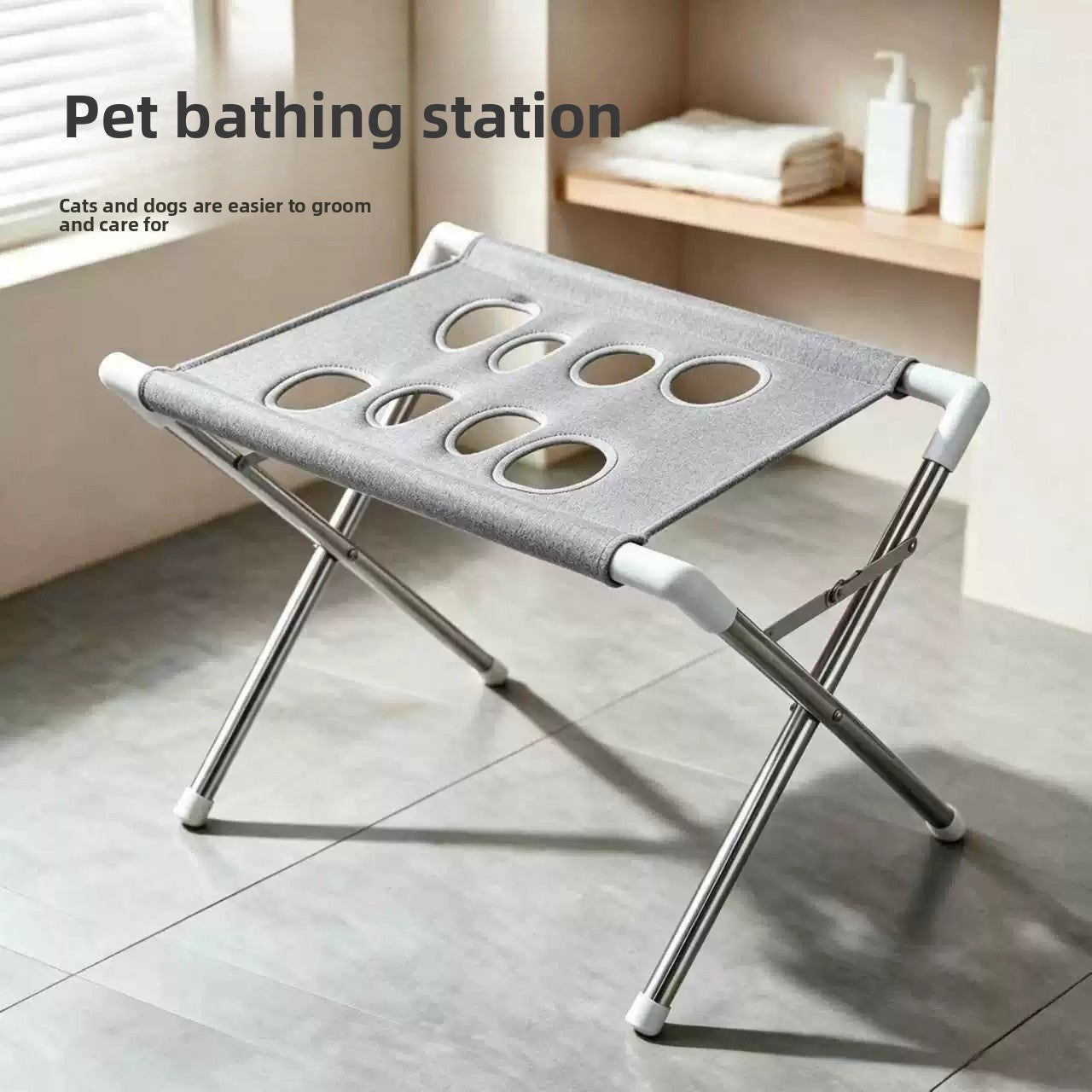 Foldable Dog Bathing and Grooming Stand, Metal Restraint Frame