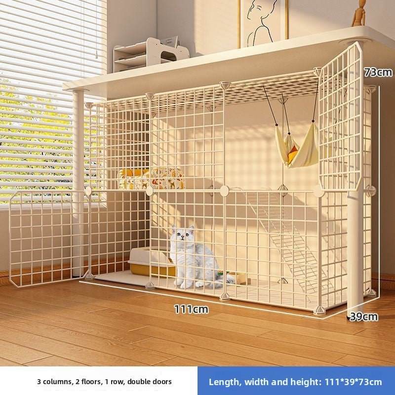 Indoor plastic cat cage with litter area and cat bed, view 70