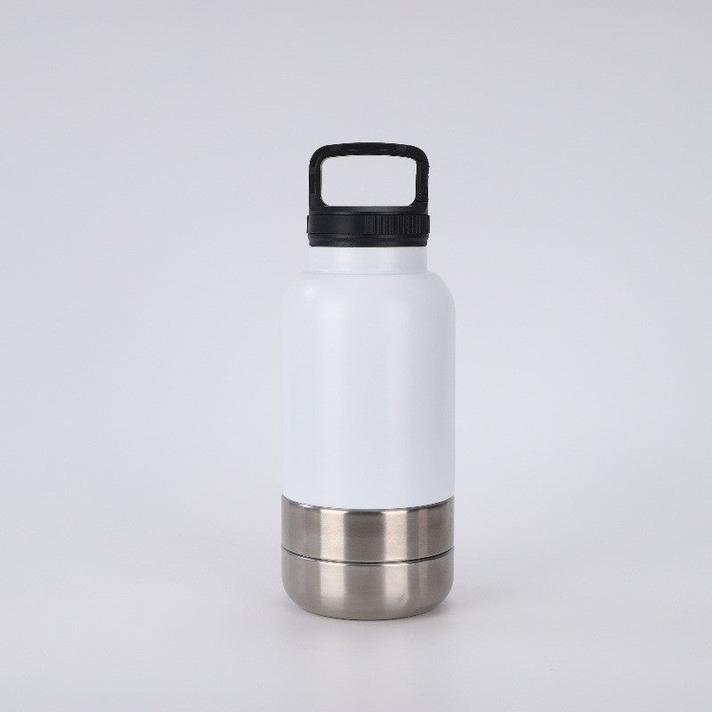 3-in-1 Portable Insulated Pet Water Bottle and Double-Layer Bowl, 32oz Stainless Steel