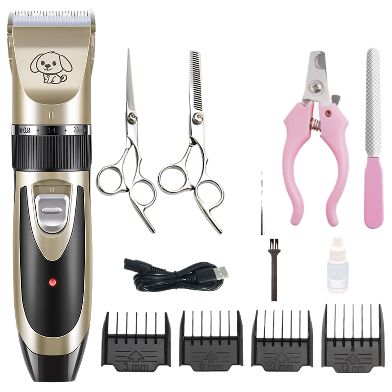 Cordless Pet Hair Clipper Set with Scissors and Comb Attachments