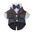 Small dog wearing a smart formal suit with a tie