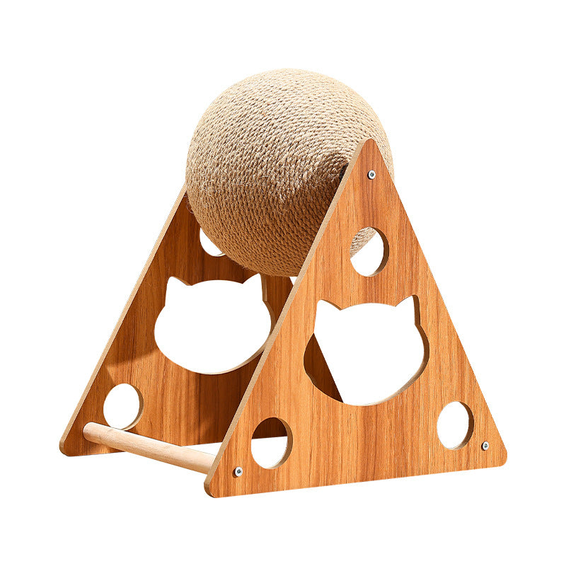Sisal cat scratching ball on a wooden stand, photo 4 of 7
