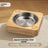 304 Stainless Steel Pet Bowl with Pine Wood Stand and Anti-Spill Neck Rim for Pets