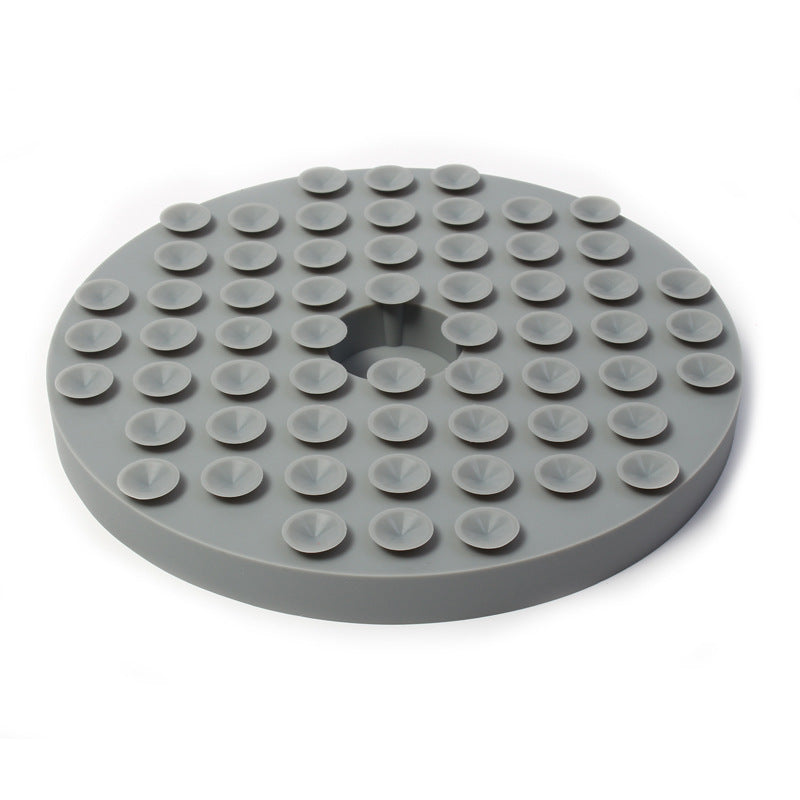 Round Silicone Pet Lick Pad with Suction Cup Base and Optional Scraper for Slow Feeding