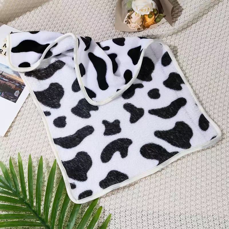 Small coral fleece pet mat in Black Bone and Paw, full product photo