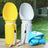 Foldable dog water bottle with silicone bowl in Light Grey, front view